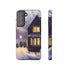 Glowing Homes in the Snow with Christmas Decorations - Impact Resistant Phone Case Samsung Galaxy S21 FE Matte